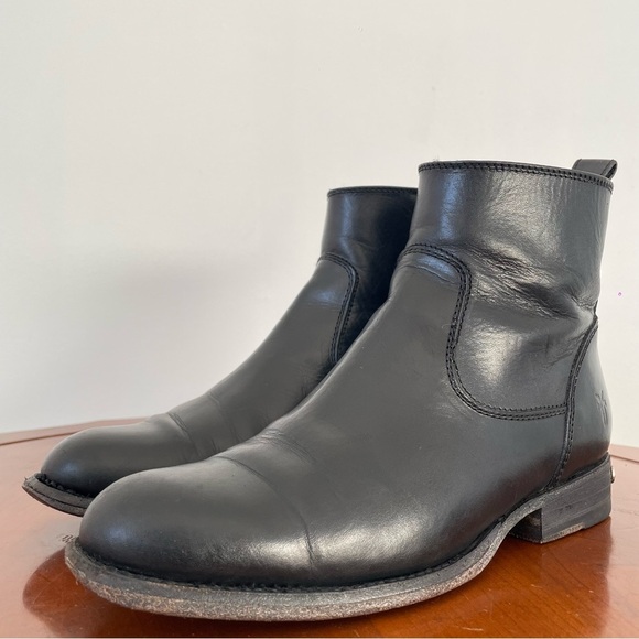 Frye Black Leather Combat Boots - Picture 4 of 7